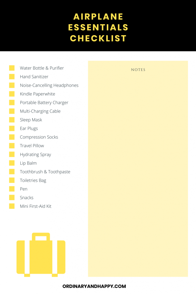 Airplane Essentials Checklist