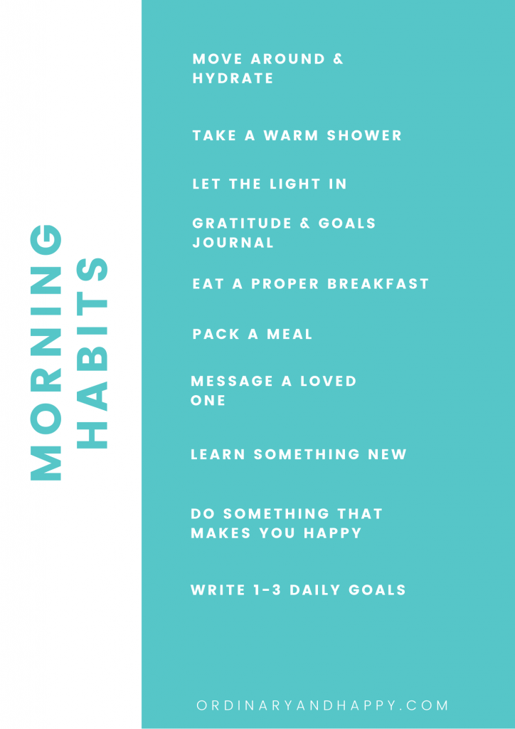 morning routine habits checklist