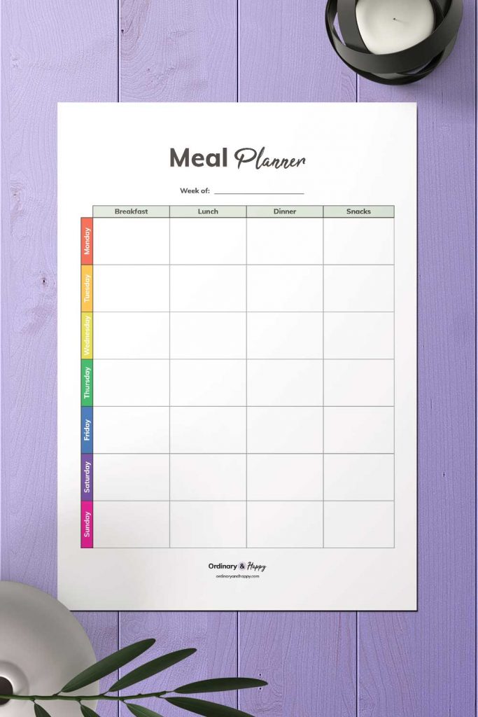 6 weekly meal planner printables free and premium ordinary and happy