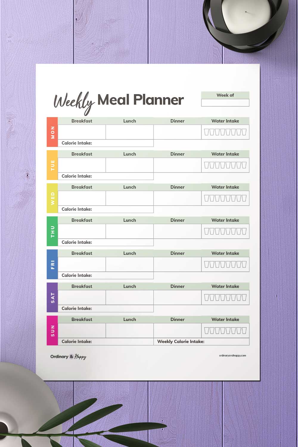 monthly meal planner template pdf calorie tracker