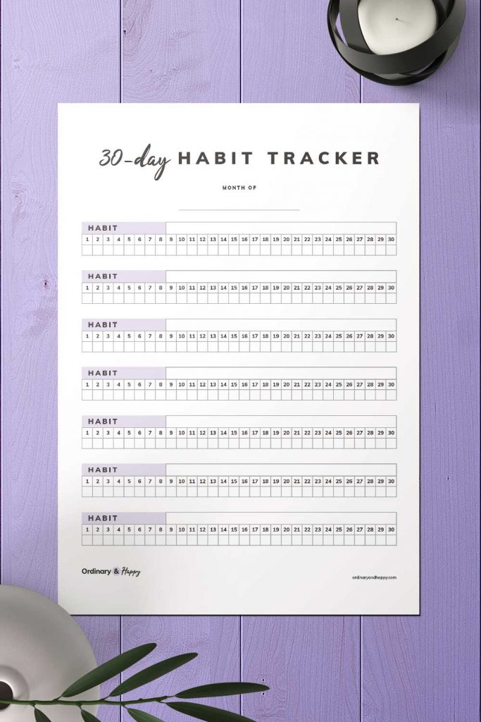 30-Day Checkbox Habit Tracker Printable Image