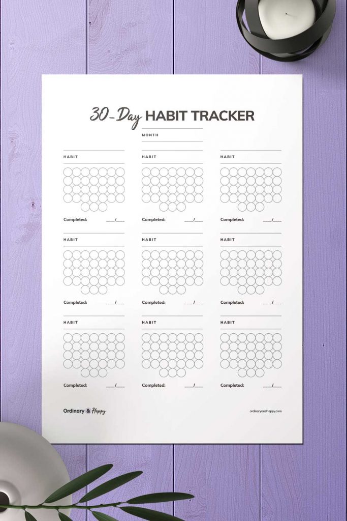 5 Best 30-Day Habit Tracker Printables - Ordinary & Happy