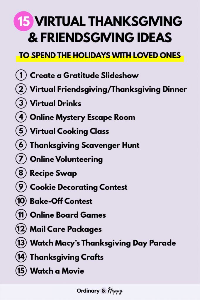 Virtual Thanksgiving & Friendsgiving Ideas List