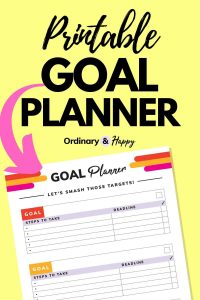 Personal Goal Planner Printable to Organize Your Life - Ordinary and Happy