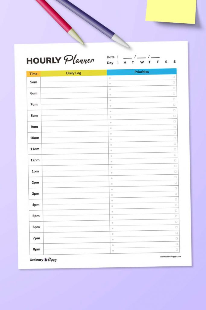 5 hourly planner printables to organize your life today free and premium ordinary and happy