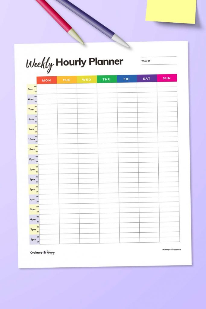 Weekly Hourly Planner (image).