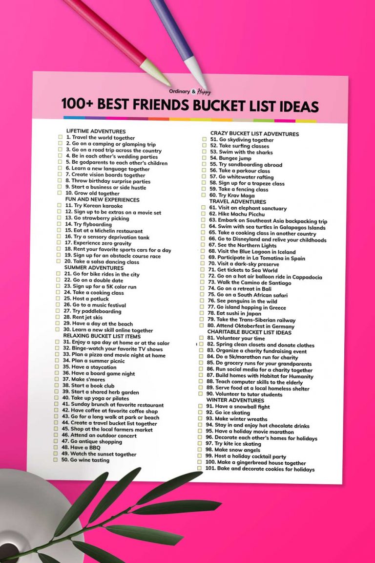 100 Best Friends Bucket List Ideas Fun Things To Do With Your Best Friend Ordinary And Happy