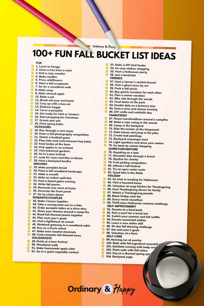100+ Fun Fall Bucket List Ideas List (image)