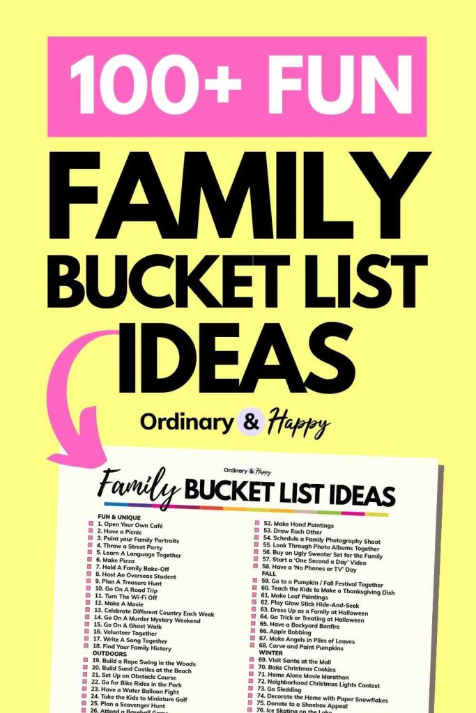 100+ Fun Family Bucket List Ideas (image pin).