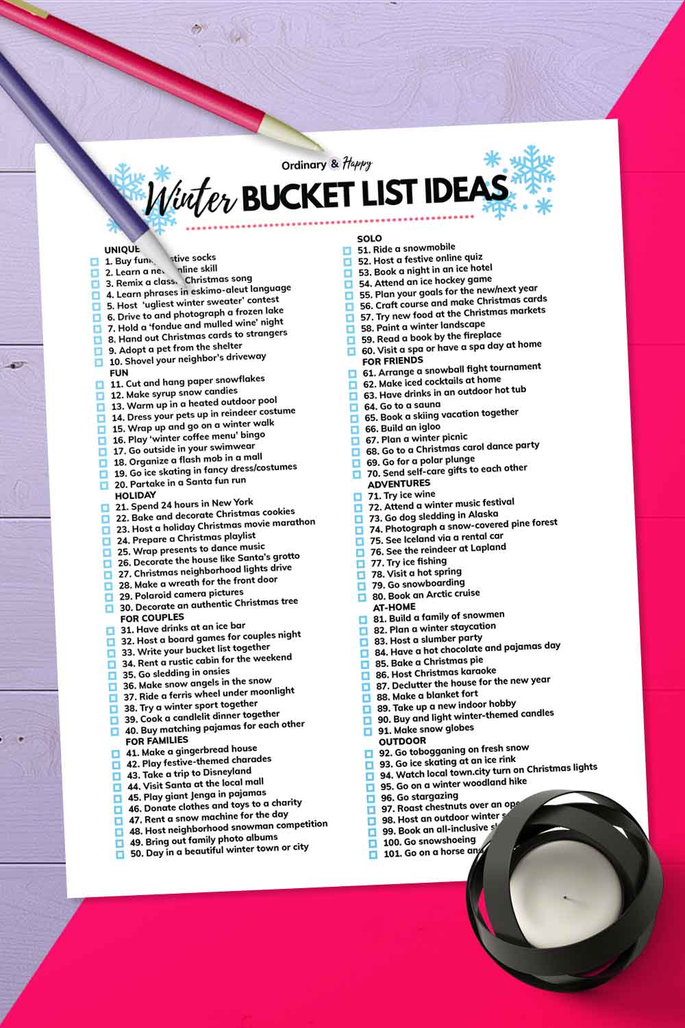 100+ Winter Bucket List Ideas to Try This Year - Ordinary and Happy