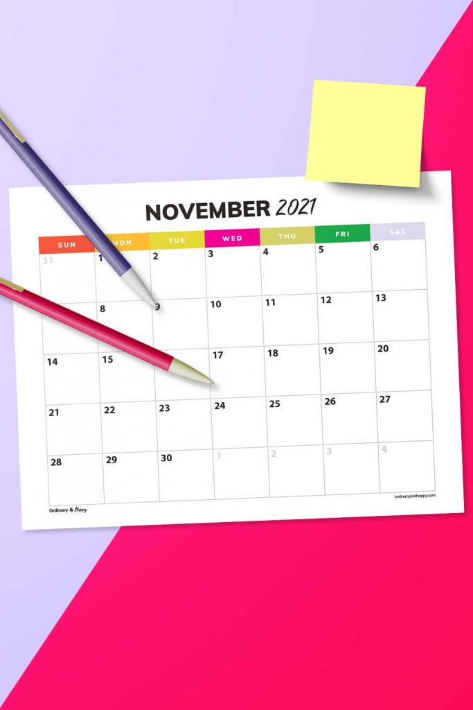 November Calendar Template Printable (Image)