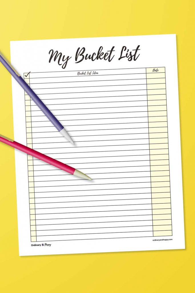 Grid Bucket List Printable (Image)