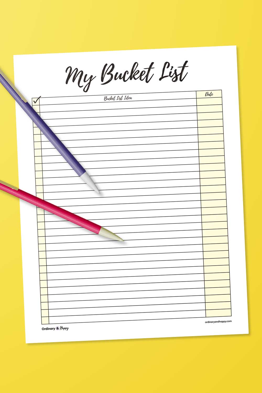 5 Bucket List Printable Templates (Free and Premium) Ordinary and Happy