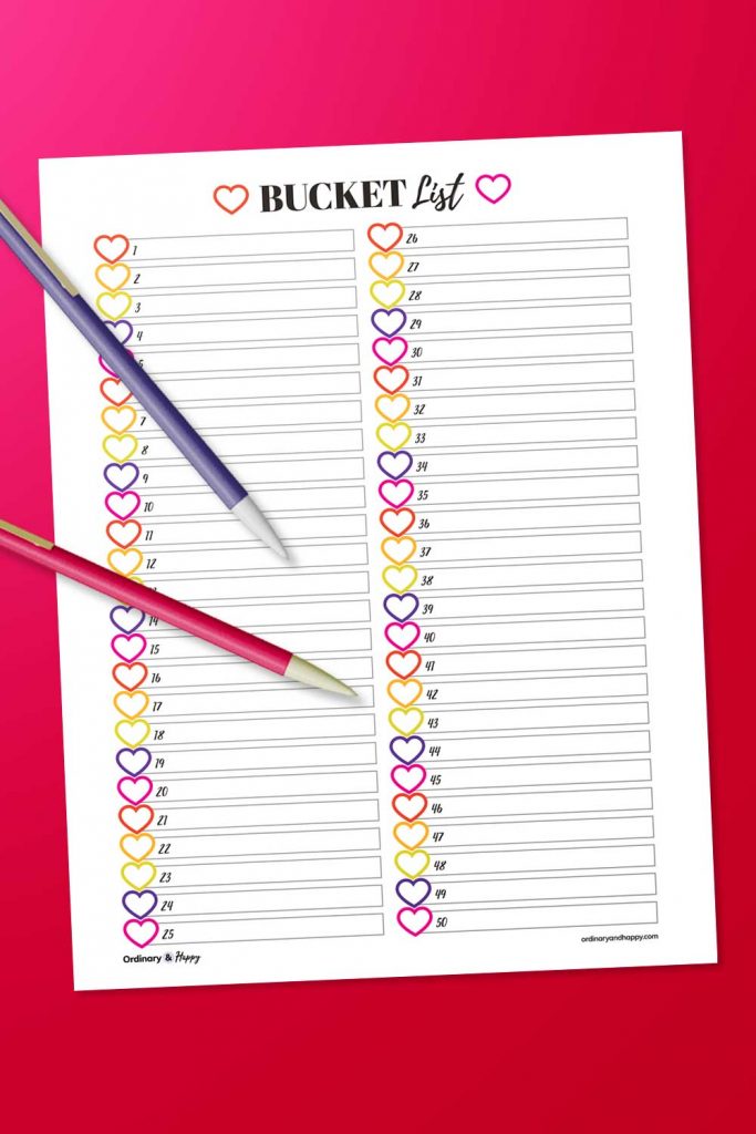 I Heart Bucket List Printable Template (Image)