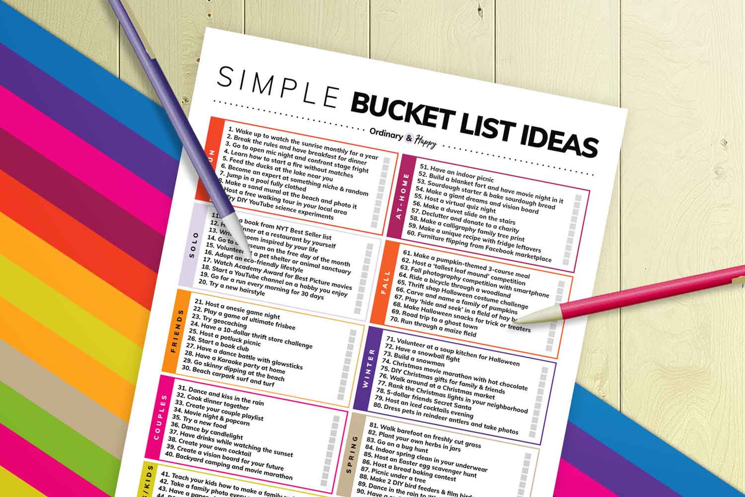 The Simple Bucket List: Over 100 Free or Cheap Ideas for a Life of Fun and Love