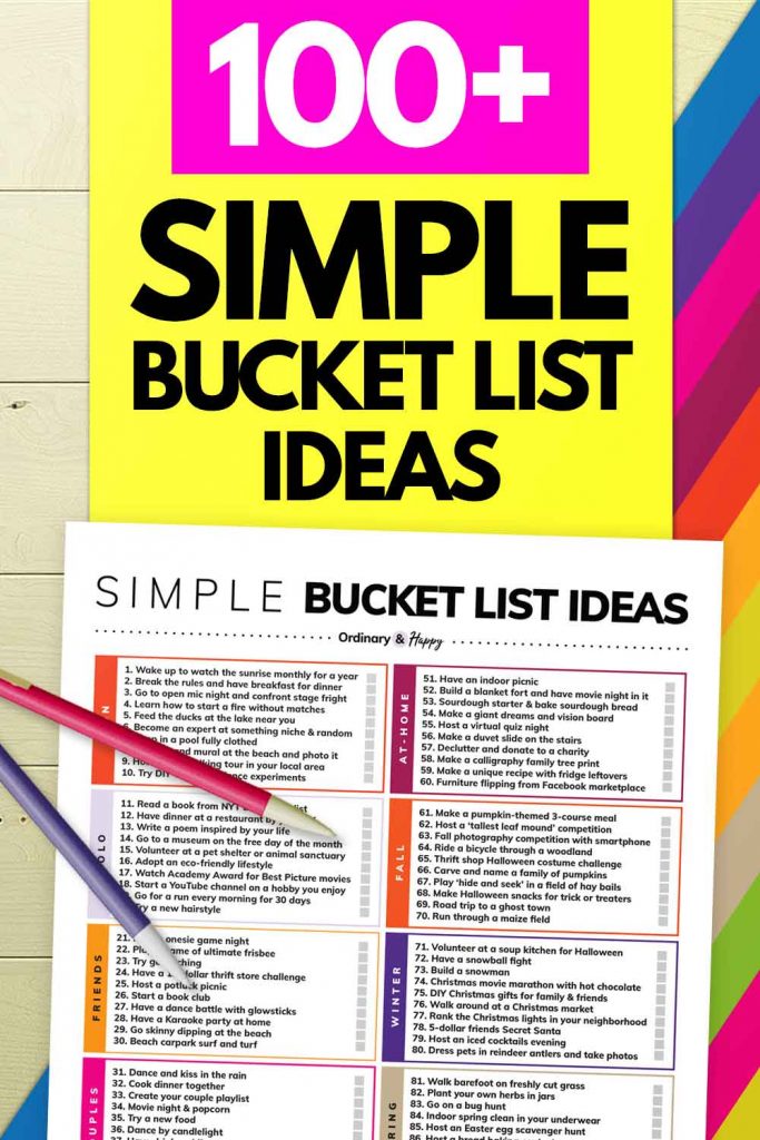 100+ Simple Bucket List Ideas (Image)