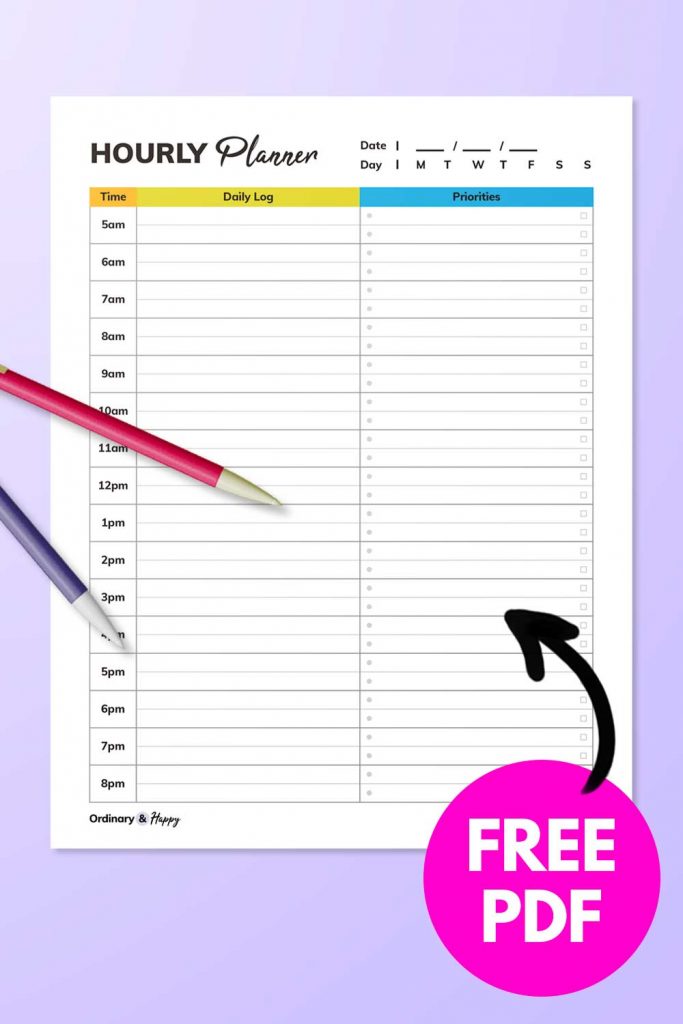 free hourly planner printable