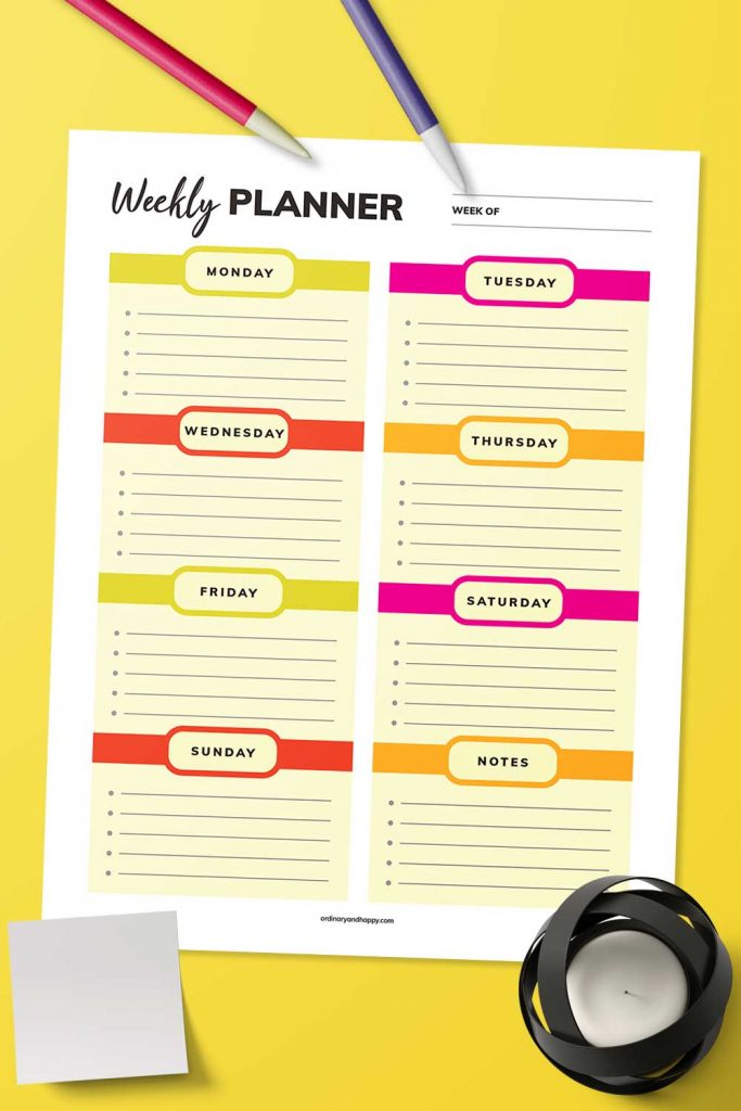 Weekly planner (image).