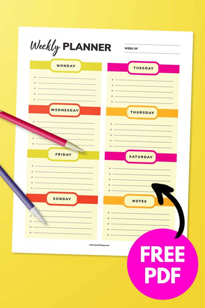 free weekly planner printable (image pin).