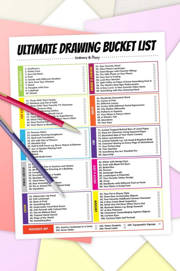 Ultimate Drawing Bucket List (A list of 100+ things to draw)