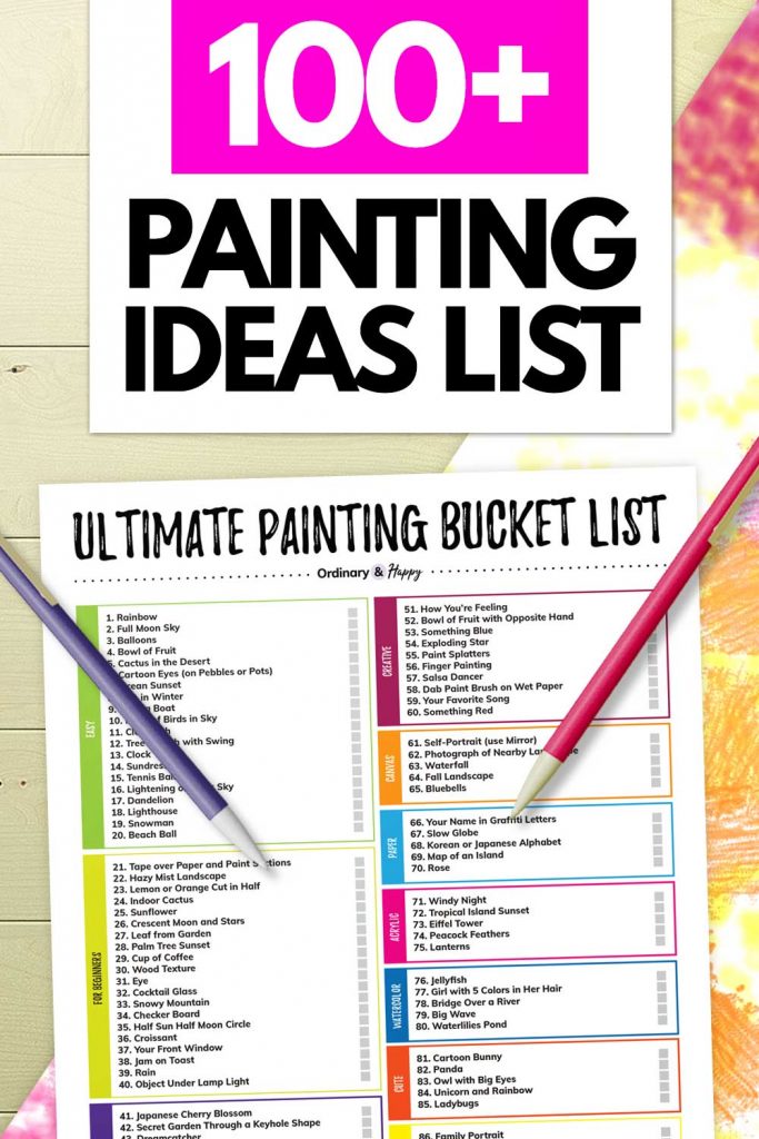Painting bucket list ideas (list image).