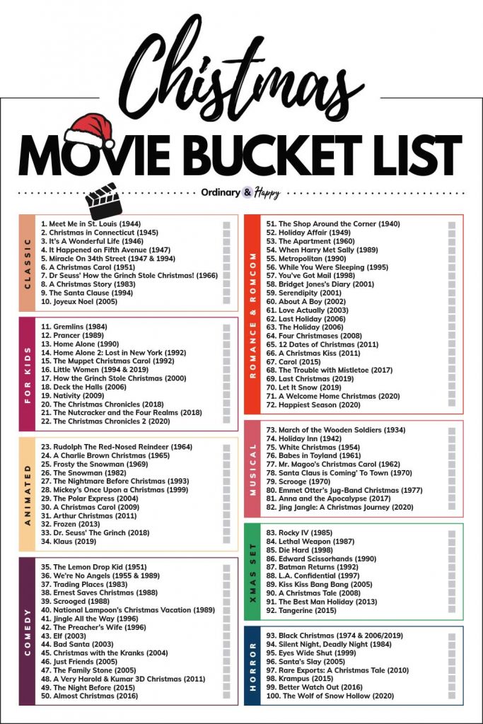 2020 Christmas Movie Checklist - Designed Simple