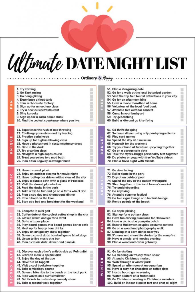 210+ Date Ideas (The Only Date Night List You Need) - Ordinary and Happy