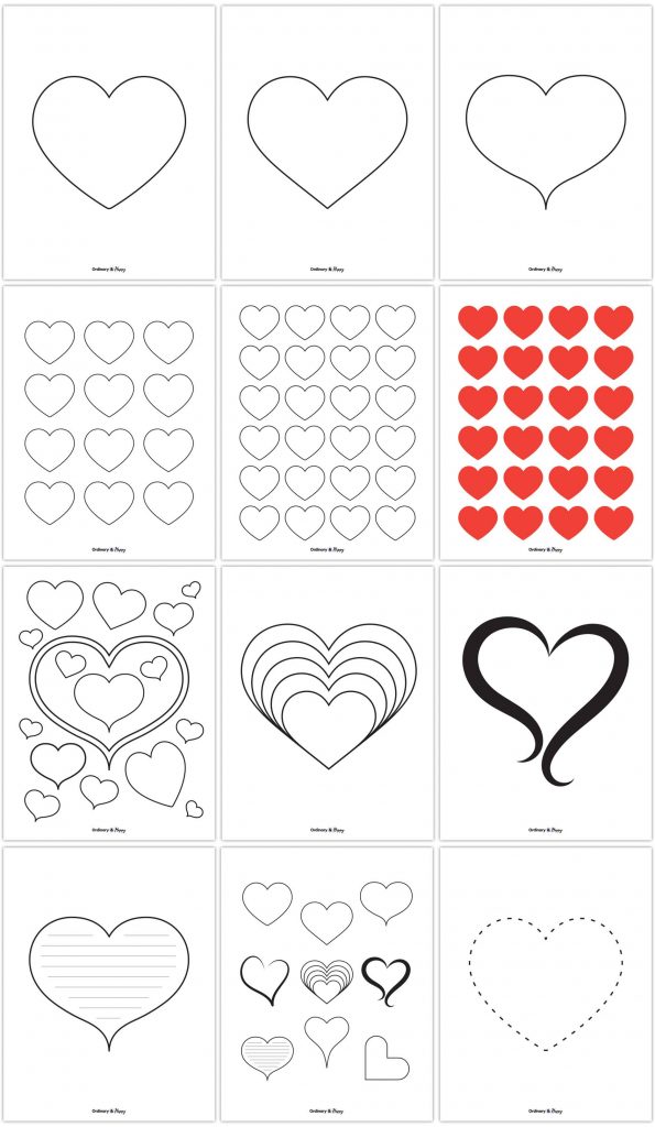 Premium Heart Template Printable Pack (image).