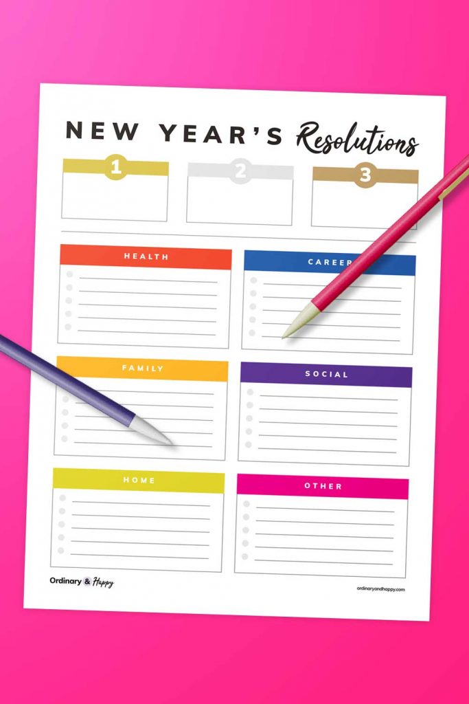 Free New Year Resolution Printable (Image)