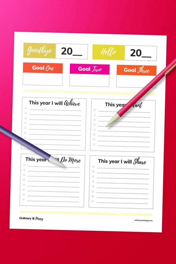 Goal-Setting New Year Resolution Printable (Image)