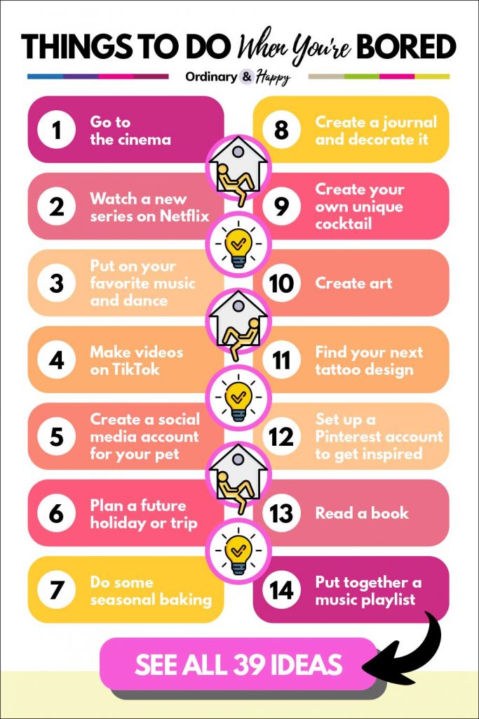 Things to do when bored (list of ideas 1-14 from the article)
