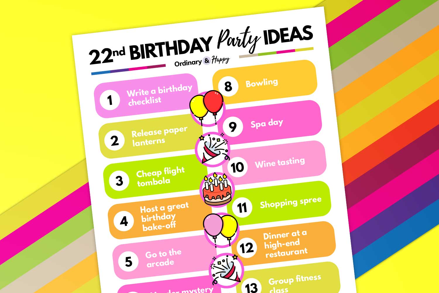 Best 22nd Birthday Ideas (Fun Things to do for your 22nd Birthday) - Ordinary and Happy