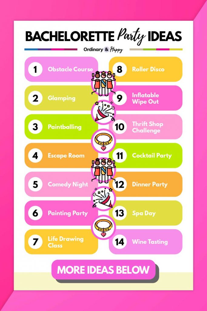 Best bachelorette party ideas (ideas 1-14 listed below).