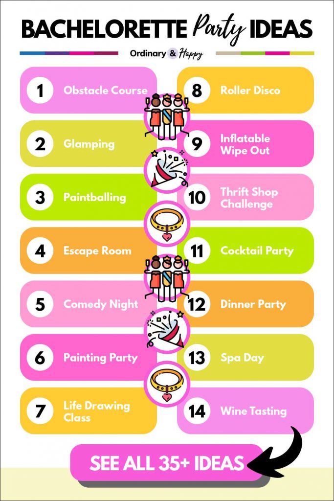 Best bachelorette party ideas (ideas 1-14 listed above).