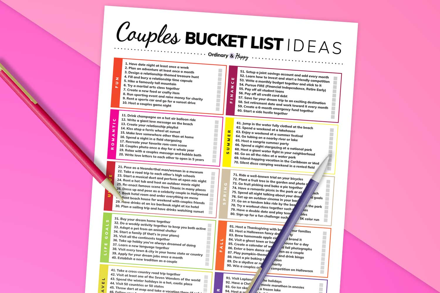 Couples Bucket List - 100 Things For Every Couple To Do