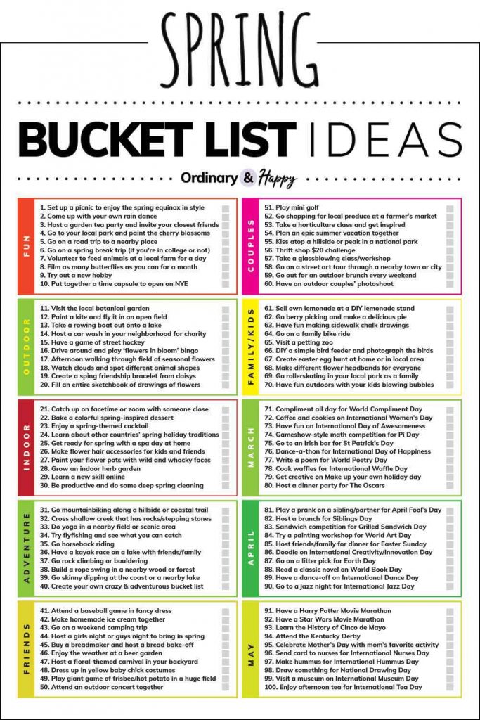 Spring Bucket List: 100+ Fun Things to do this Spring (image).