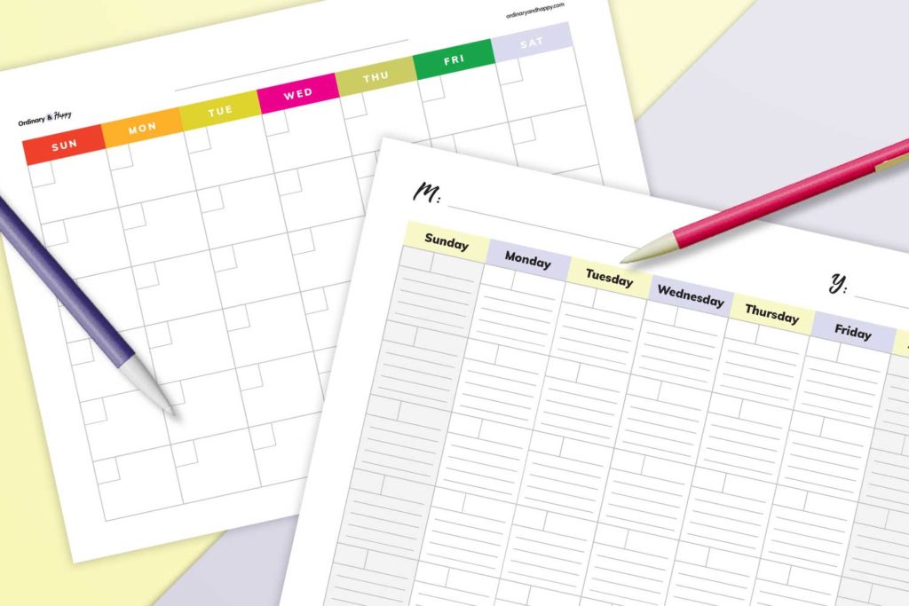 8 printable blank calendar templates to organize your life today ordinary and happy