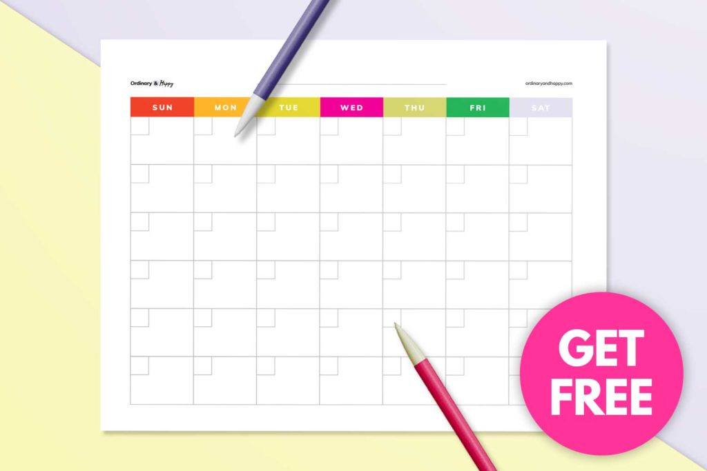 Free Blank Calendar Template (mockup image).