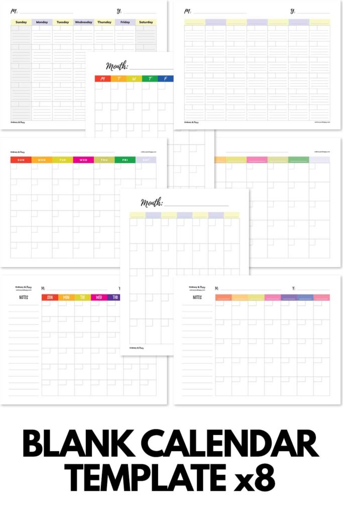 Premium blank calendar template set (mockup image).