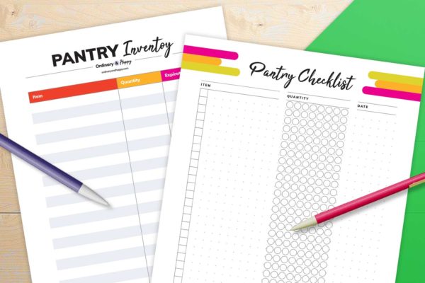 pantry inventory template printables
