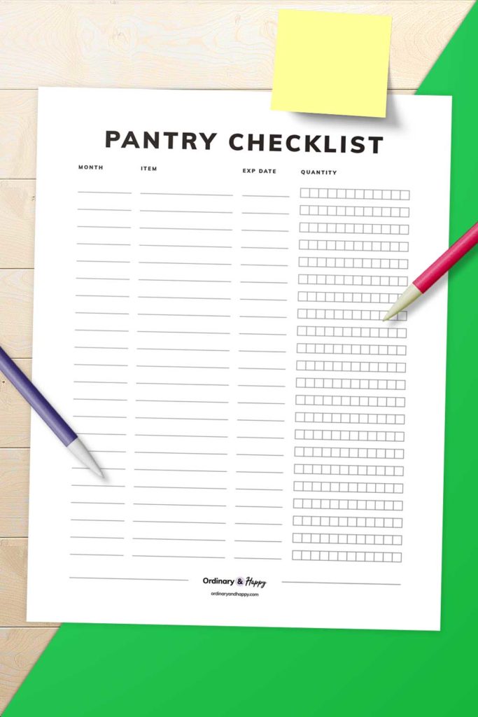 Blank Pantry Template (mockup image).