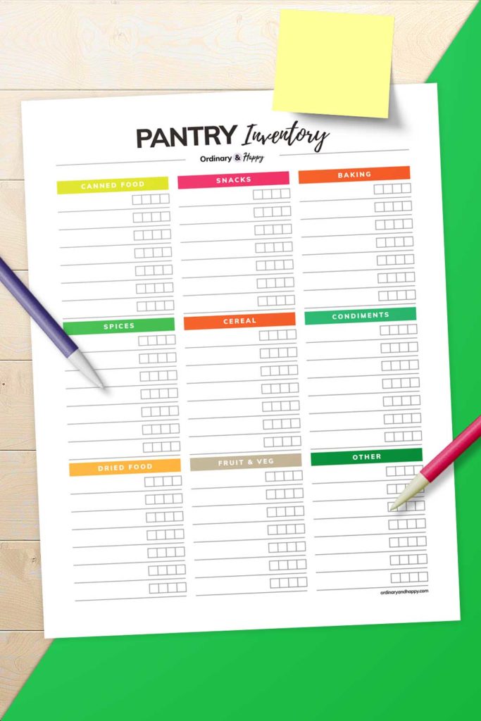 Food Storage Pantry Inventory Template (mockup image).