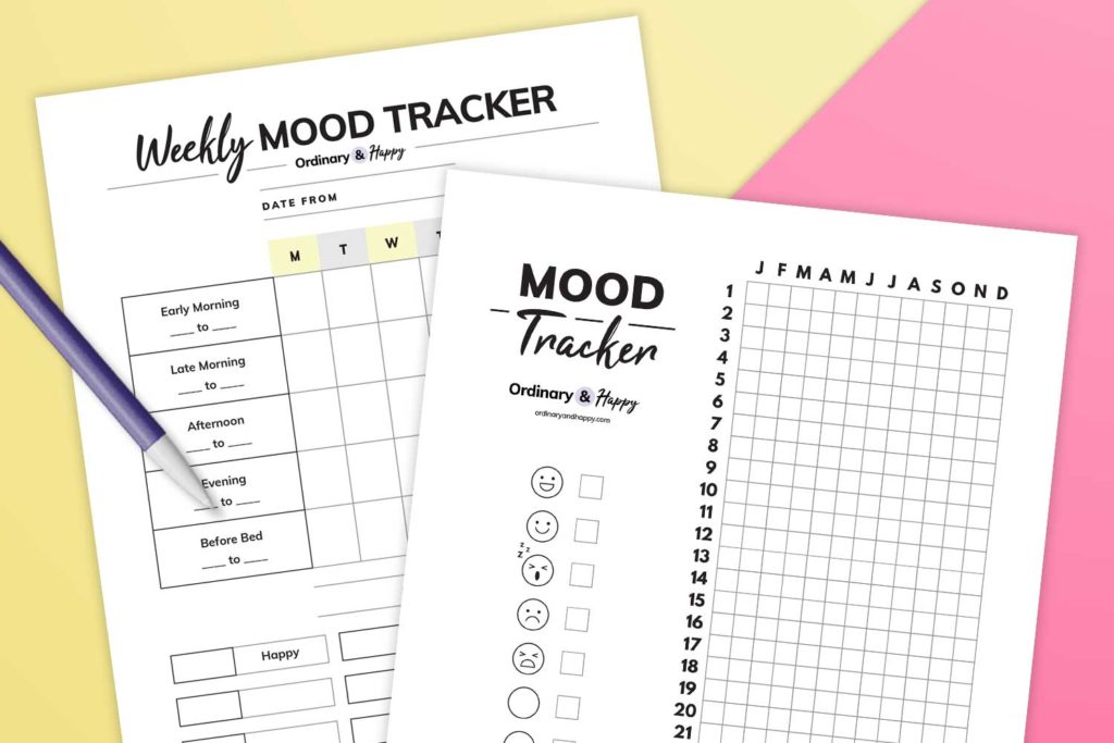 Mood Tracker Template Printables (mockup image).