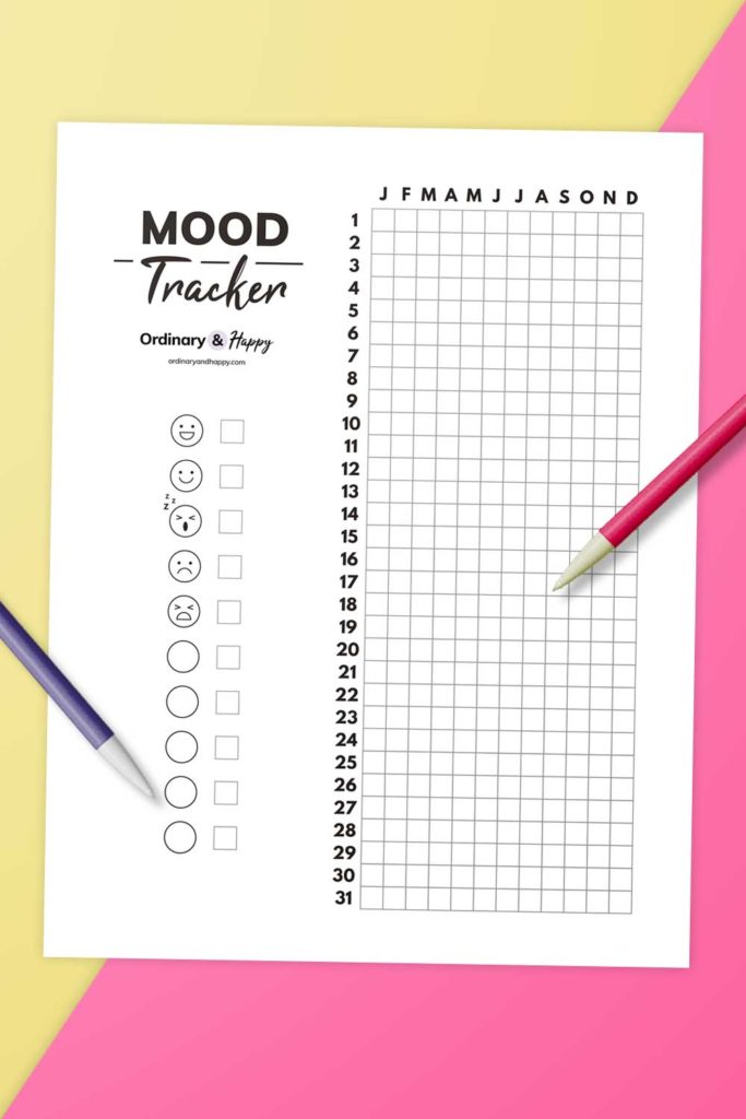 Yearly Mood Tracker Template (mockup image).