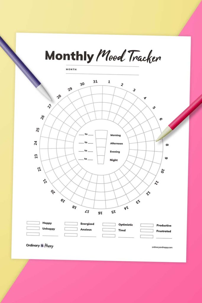 Monthly Mood Tracker Template (mockup image).
