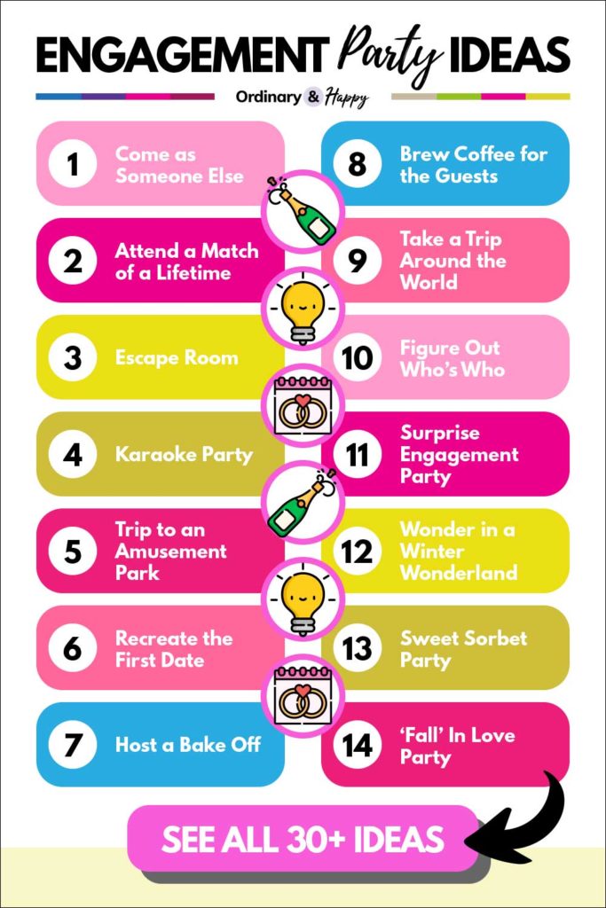 Engagement Party Ideas (list of 14 ideas from the article).