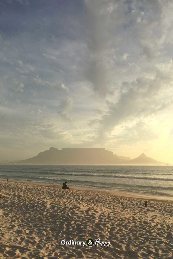 Beach at sunset.