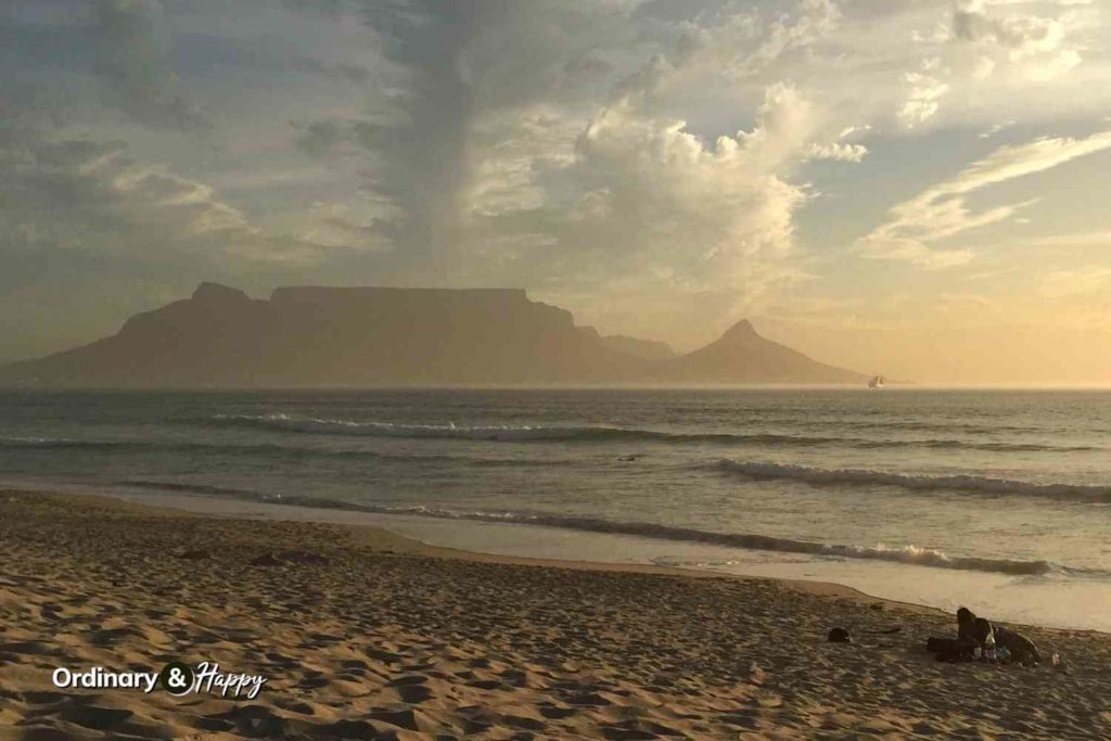 Beach at sunset.