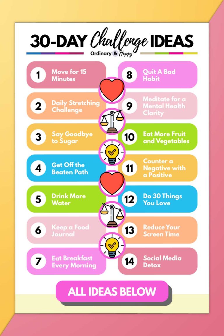 30-Day Challenge Ideas For A Happier And Healthier You - Ordinary And Happy