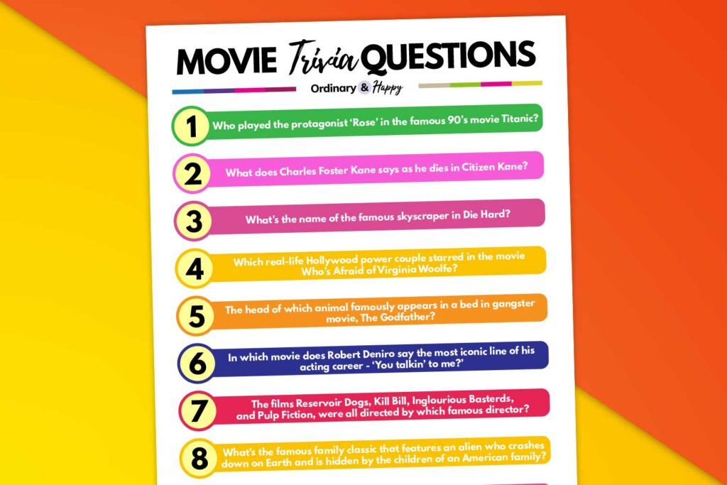 Movie Trivia Questions and Answers for a Hollywood-Themed Quiz Night